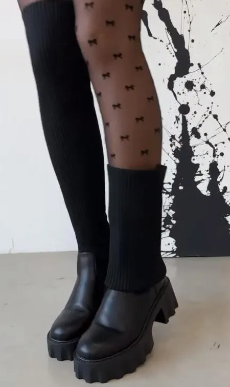 Elastic socks over the knee boots