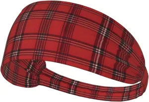Elastic unisex sports headband Moisture Wicking Athletic for Running, Working Out,Outdoor sports Plaid Red and Black Pattern