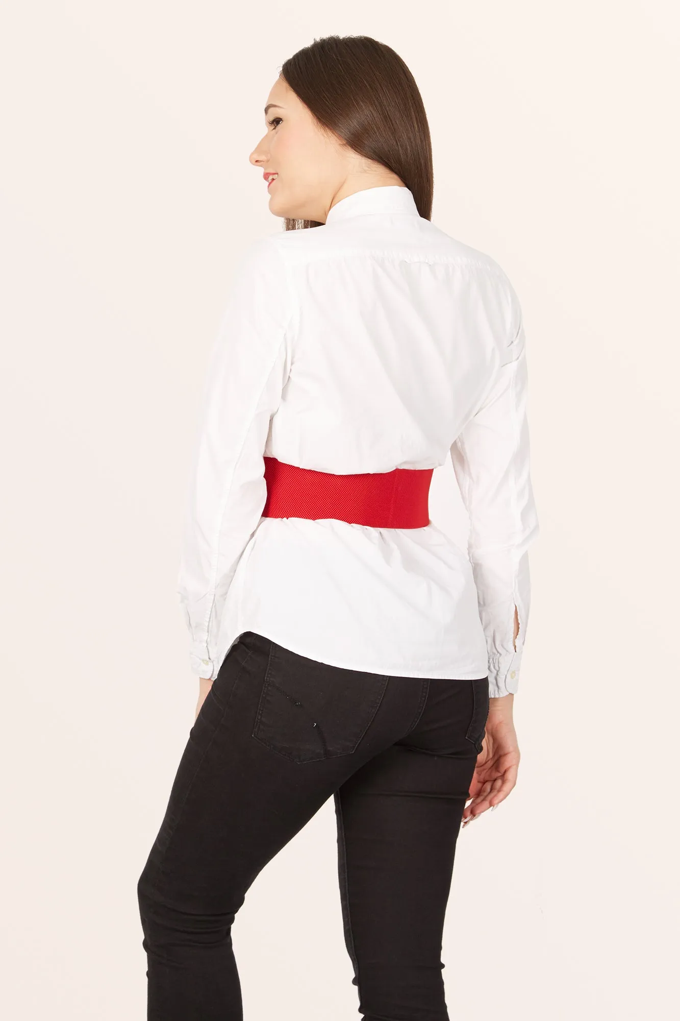 Elastic Vintage Buckle Belt - Red