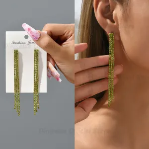 Elegant Fashion Tassel Crystal Simple Cute Long Hanging Earrings For Women