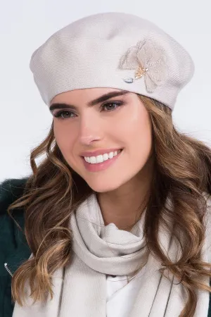 Elegant Floral Knit Beret