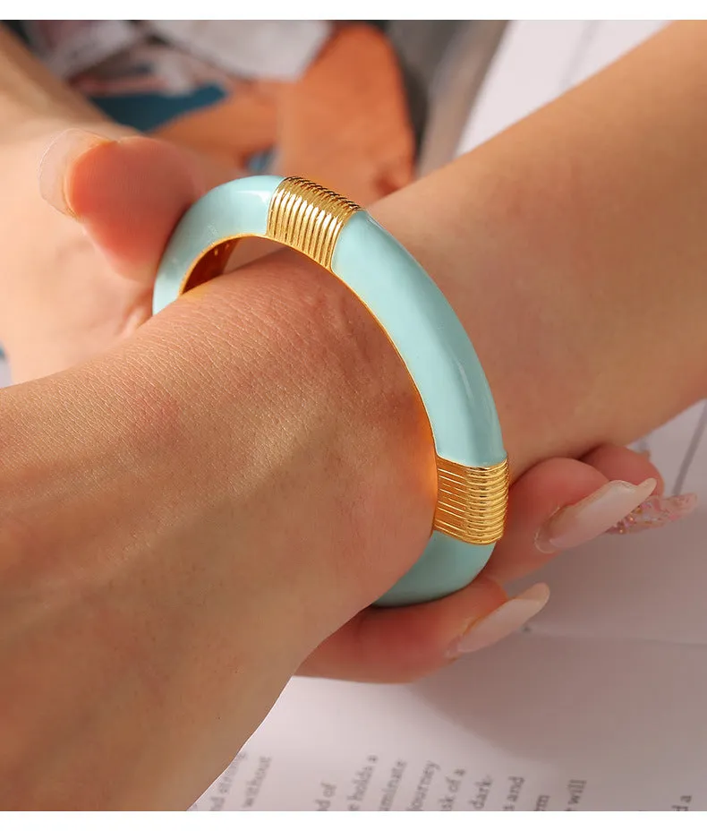 Elegant Korean Glazed Copper Bracelet with Unique Design