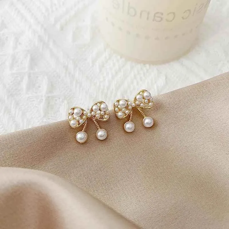 Elegant Pearl Bowknot Earrings Charm Jewelry XYS0206 Sweet Accessories