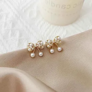 Elegant Pearl Bowknot Earrings Charm Jewelry XYS0206 Sweet Accessories