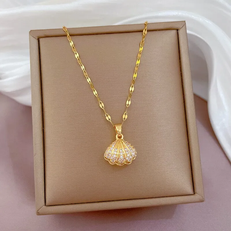 Elegant Temperament Shy Shell Pearl Pendant Necklace For Women