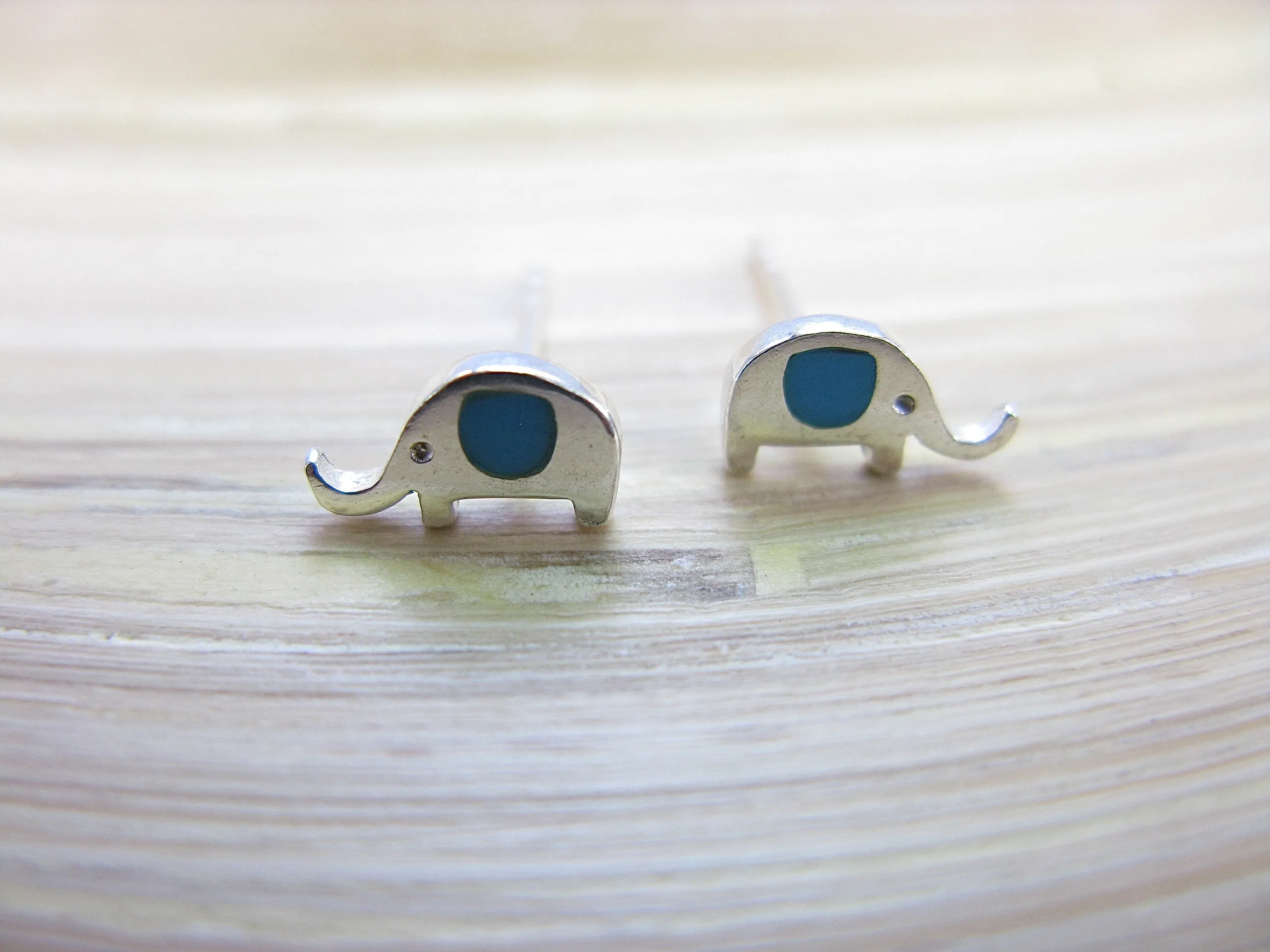 Elephant Turquoise Stud Earrings in 925 Sterling Silver