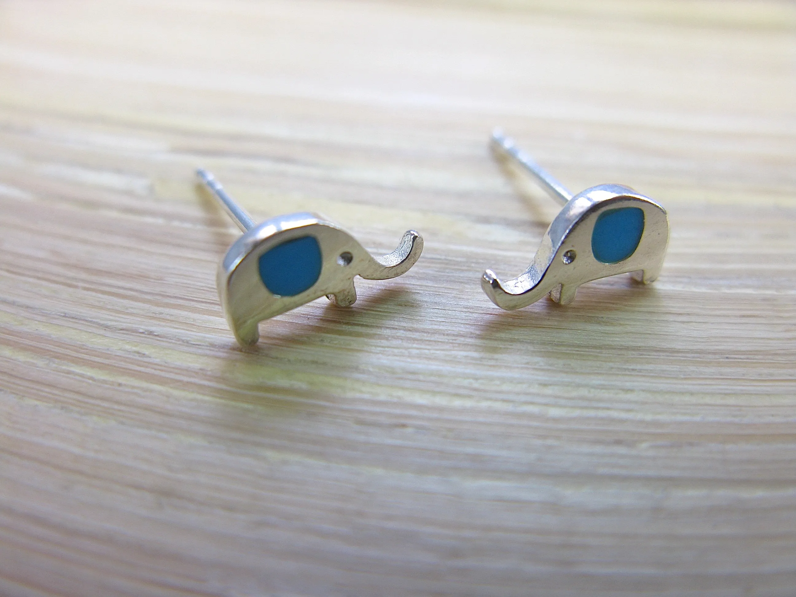 Elephant Turquoise Stud Earrings in 925 Sterling Silver