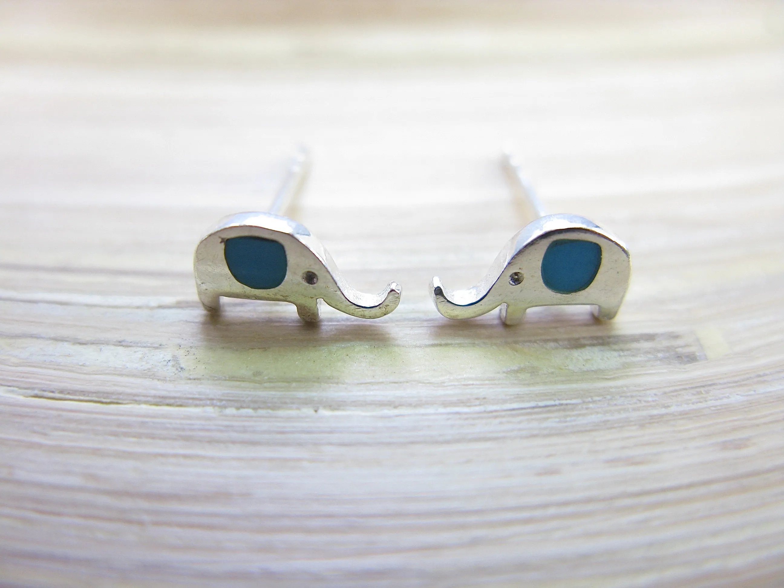 Elephant Turquoise Stud Earrings in 925 Sterling Silver