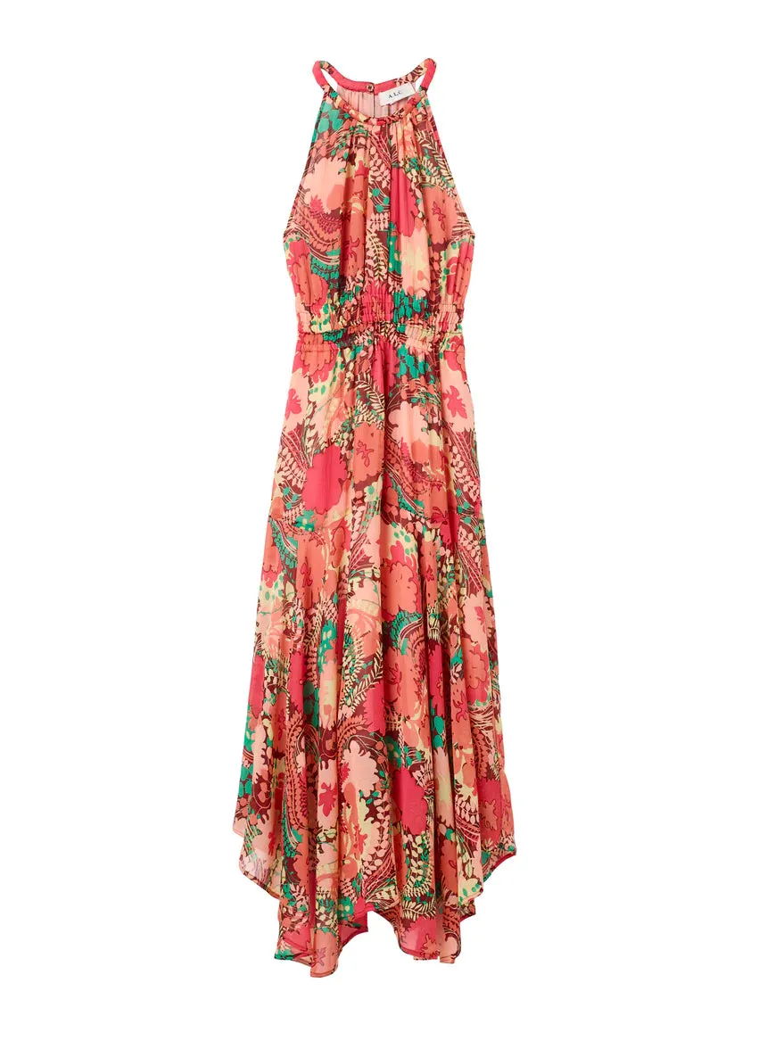 Ellie Silk Midi Dress - Bronze / Agave