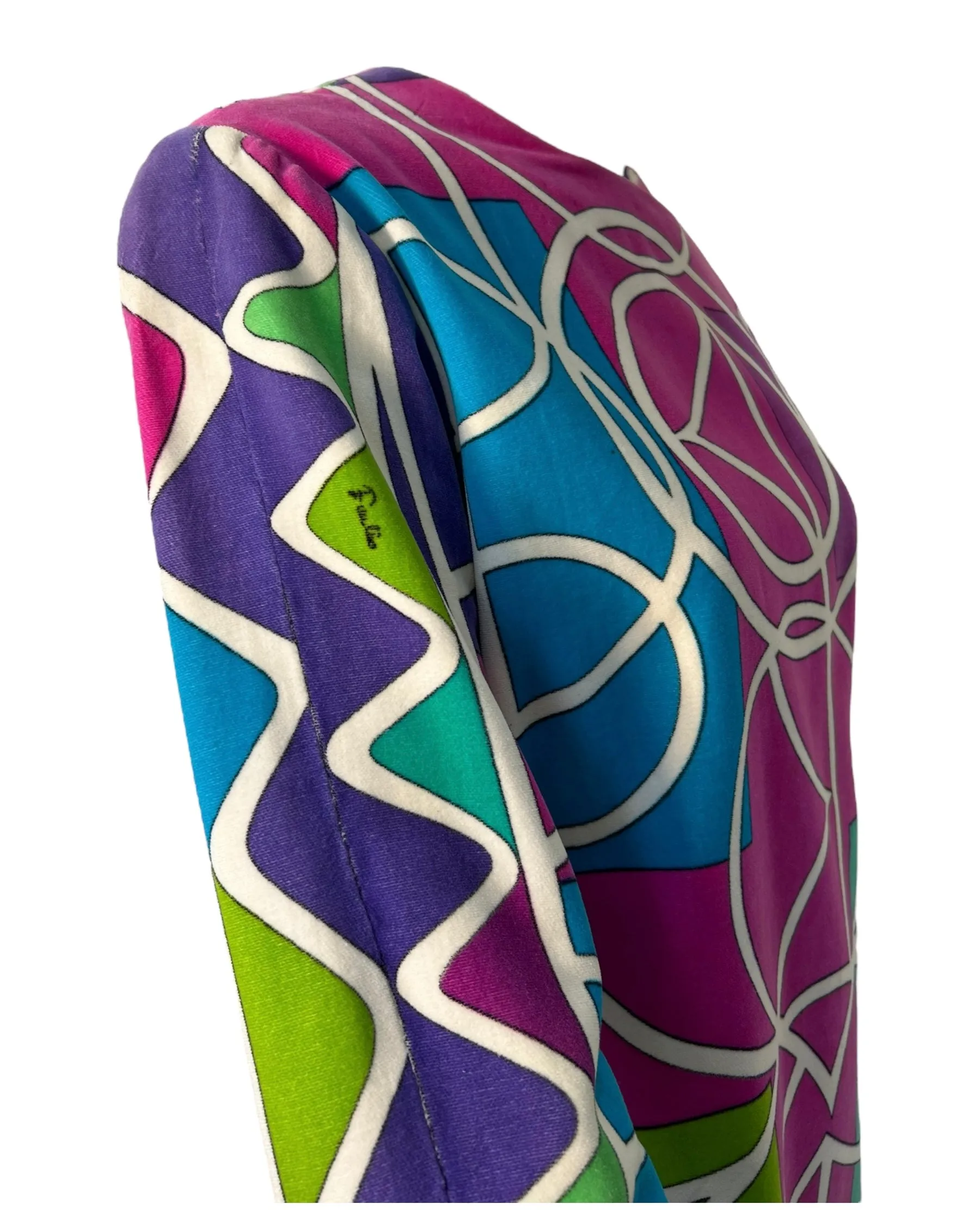 Emilio Pucci Cotton Velveteen Geometric Long Sleeve Top