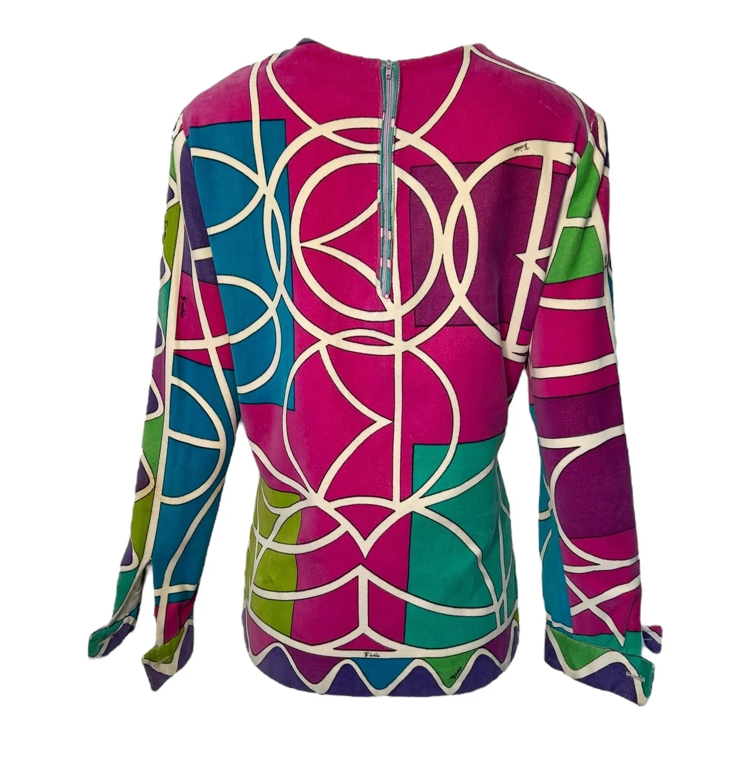 Emilio Pucci Cotton Velveteen Geometric Long Sleeve Top