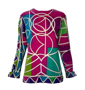 Emilio Pucci Cotton Velveteen Geometric Long Sleeve Top