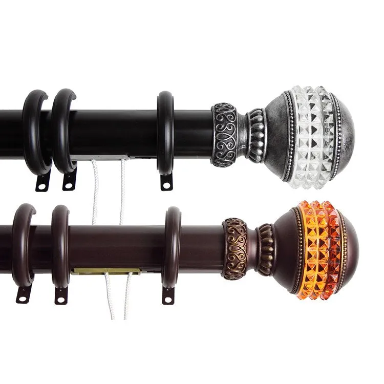 Emma Decorative Traverse Rod with Rings 30" - 48" - Black