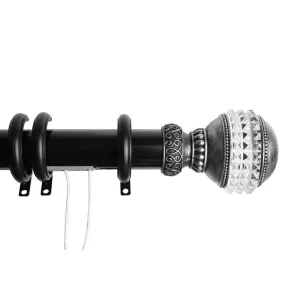 Emma Decorative Traverse Rod with Rings 30" - 48" - Black