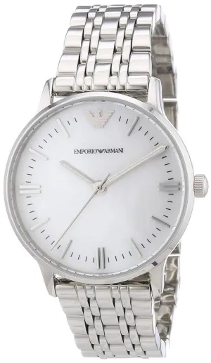 Emporio Armani Women's Elegant Silver Watch with Pearl Dial AR1602