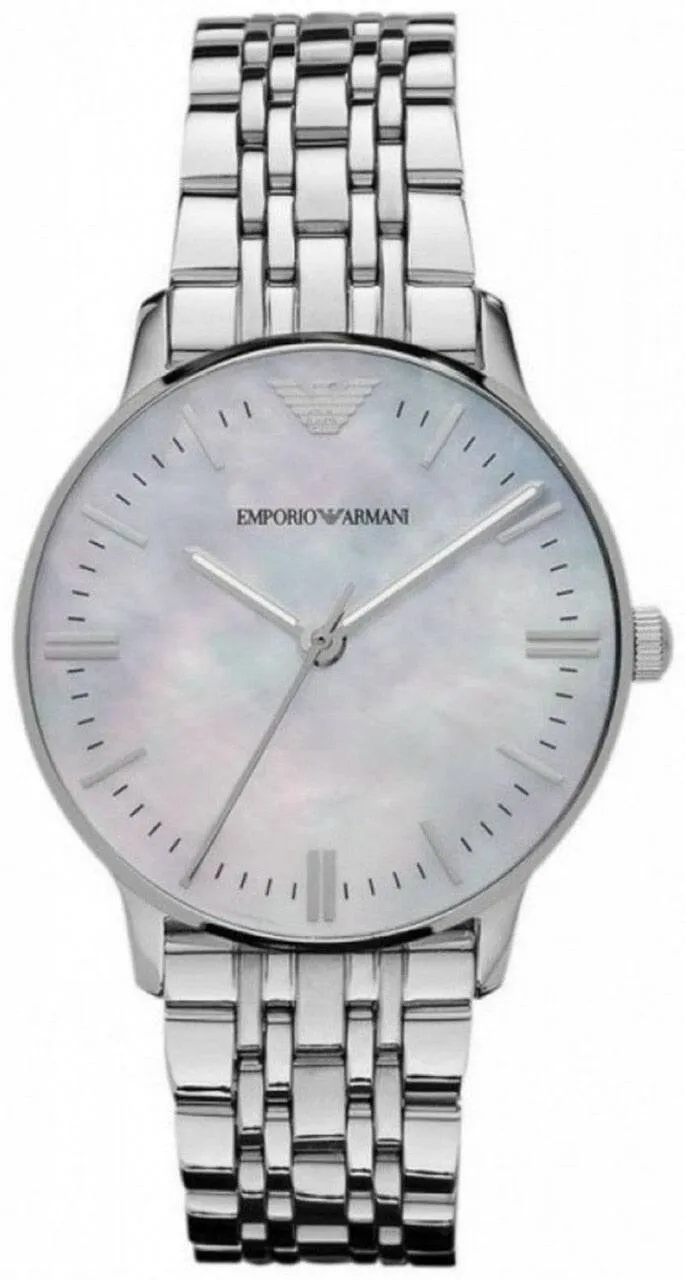 Emporio Armani Women's Elegant Silver Watch with Pearl Dial AR1602