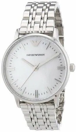 Emporio Armani Women's Elegant Silver Watch with Pearl Dial AR1602