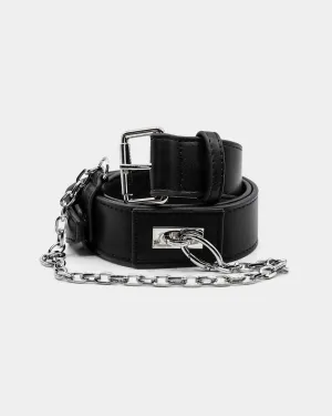 EN ES Men's Aviation Belt Black/Silver