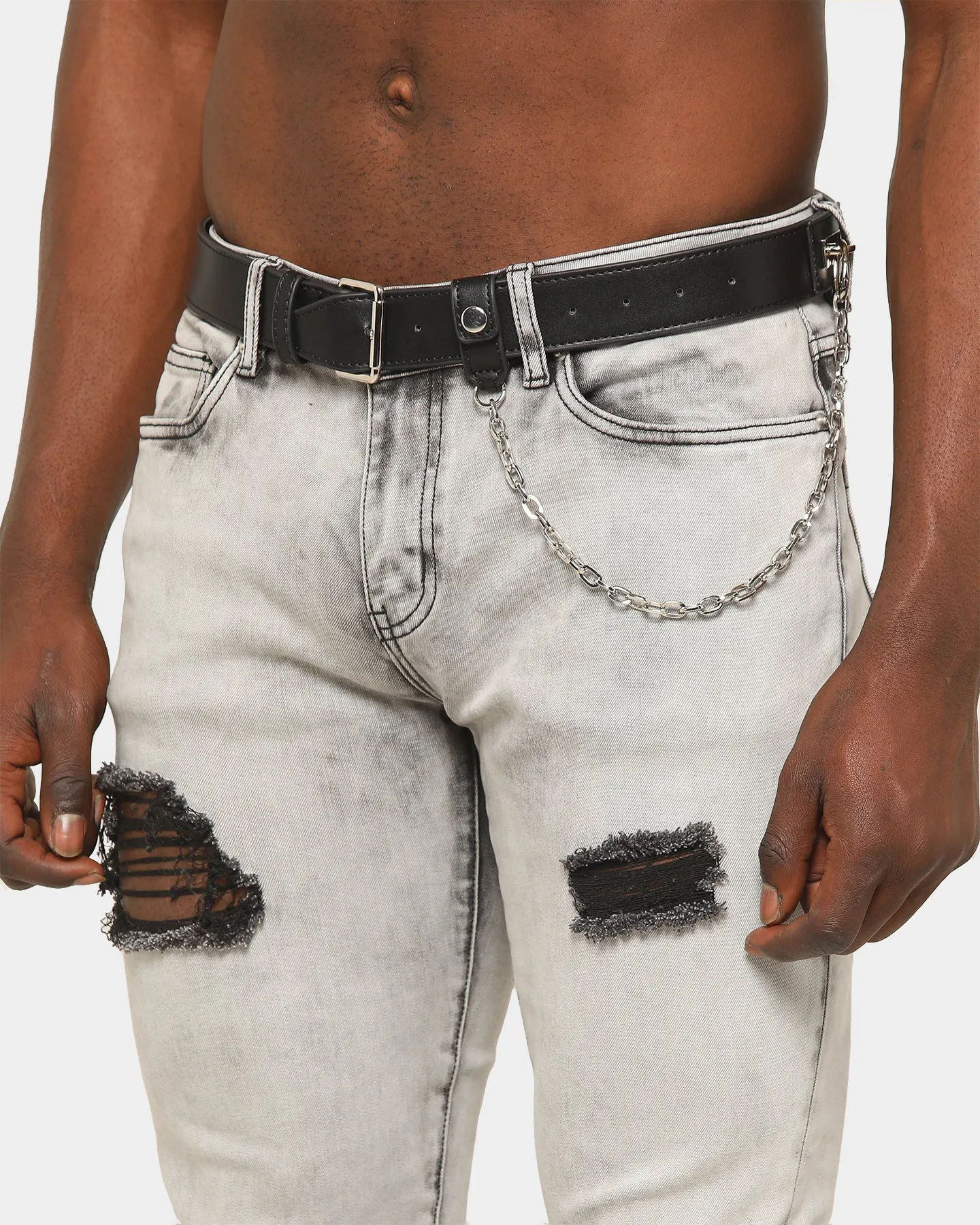 EN ES Men's Aviation Belt Black/Silver