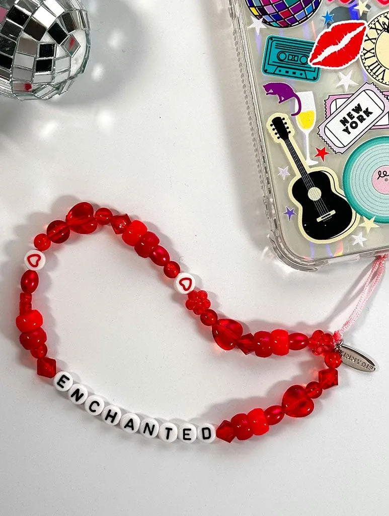 Enchanted Red Beaded Phone Strap