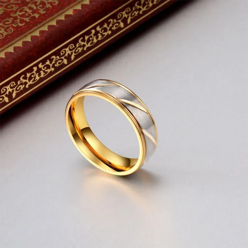 Engraved Ring | Personalized Ring for Women | Valentines Day Gift | Engraved Couple Ring | Gold Wave Pattern Ring | Matching Promise Rings