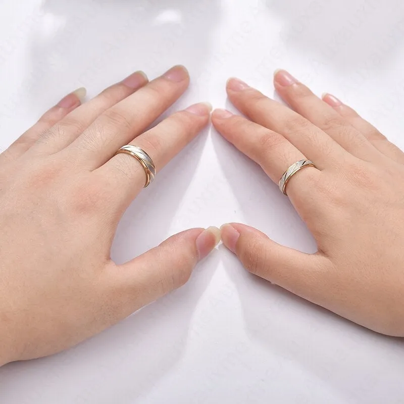 Engraved Ring | Personalized Ring for Women | Valentines Day Gift | Engraved Couple Ring | Gold Wave Pattern Ring | Matching Promise Rings