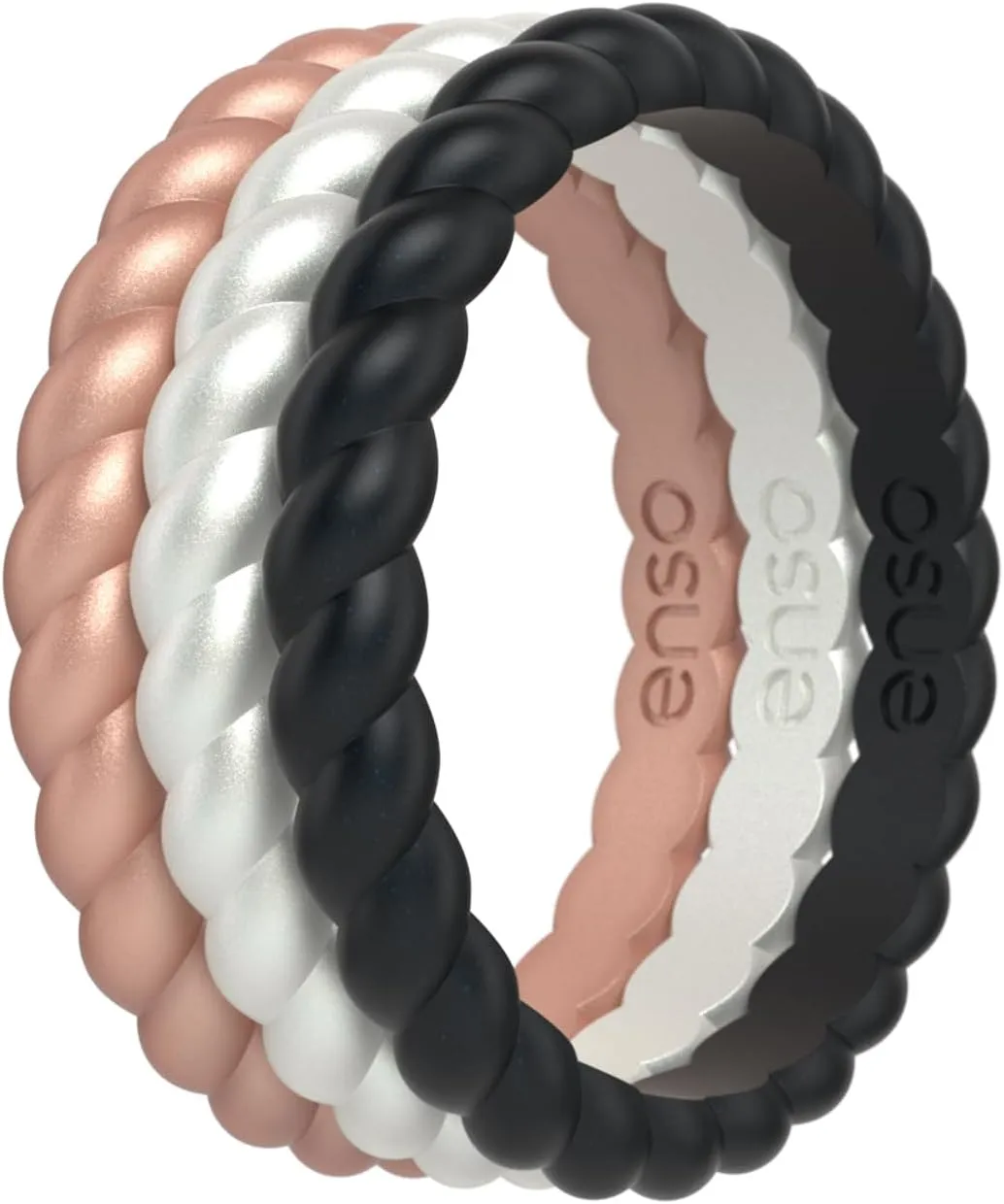 Enso Rings Stackable Braided Silicone Wedding Ring Bundles  Comfortable and Flexible Design - Multi-Packs