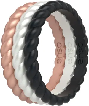 Enso Rings Stackable Braided Silicone Wedding Ring Bundles  Comfortable and Flexible Design - Multi-Packs