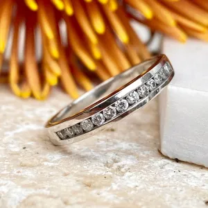 Estate 14KT White Gold Diamond .40 CT Thin Band Ring