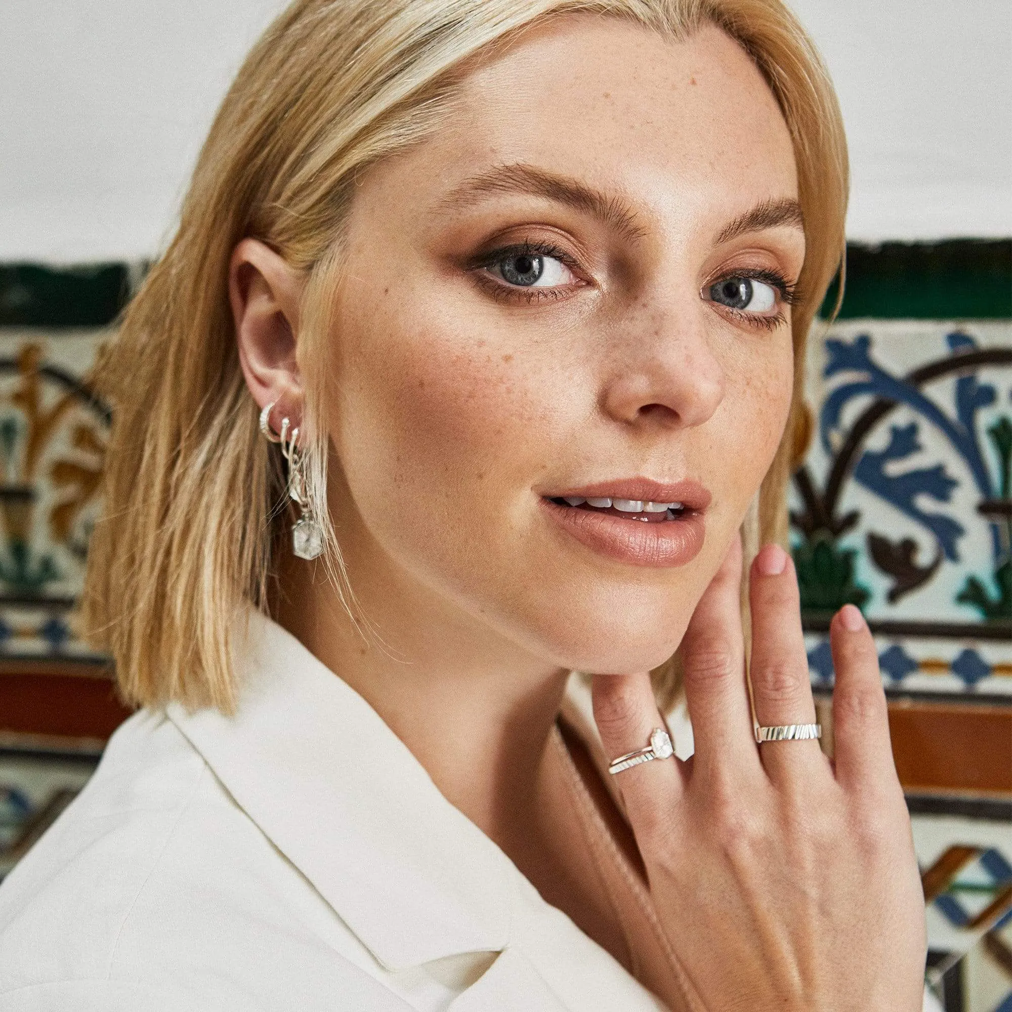 Estée Lalonde Mini Sunburst Shield Ring Sterling Silver