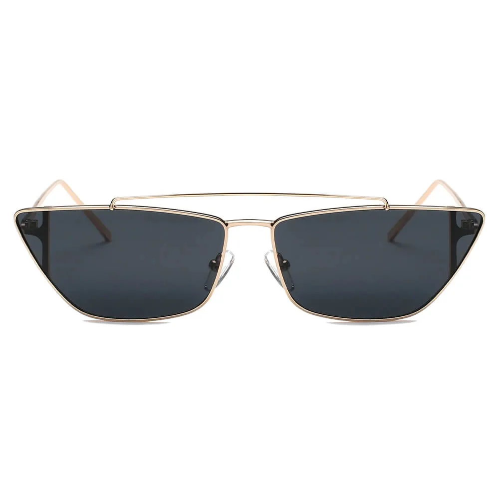 ESTEVAN | Women Metal Retro Flat Lens Rectangular Sunglasses