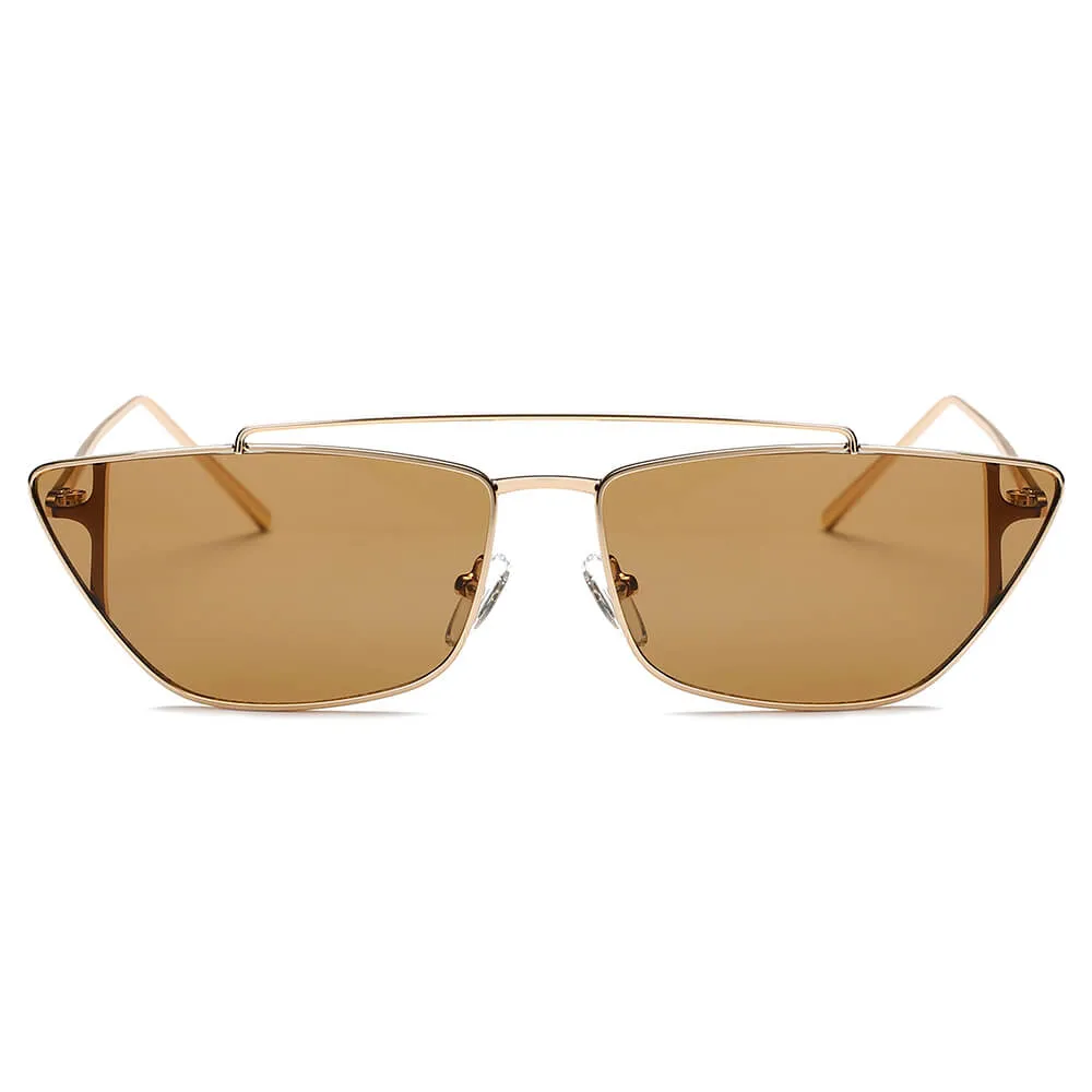 ESTEVAN | Women Metal Retro Flat Lens Rectangular Sunglasses