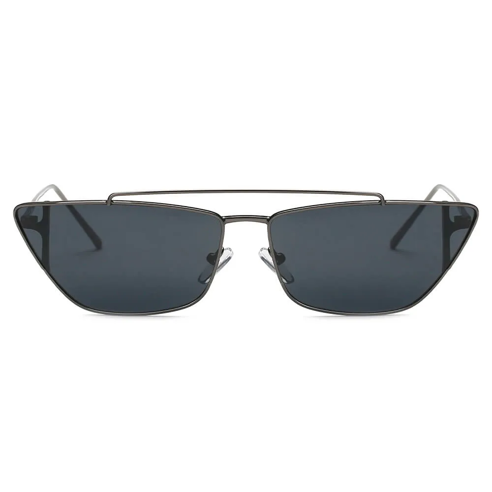 ESTEVAN | Women Metal Retro Flat Lens Rectangular Sunglasses