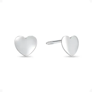 EVAYA 14K Gold Minimalist Heart Screw Back Stud Earrings for Women