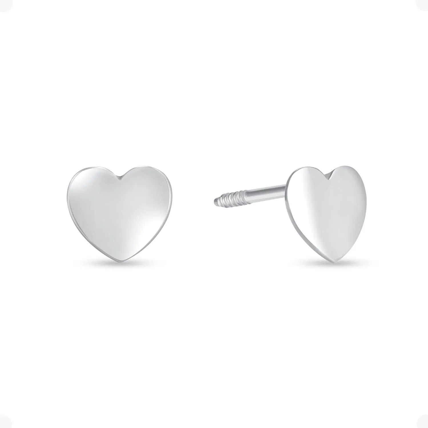 EVAYA 14K Gold Minimalist Heart Screw Back Stud Earrings for Women