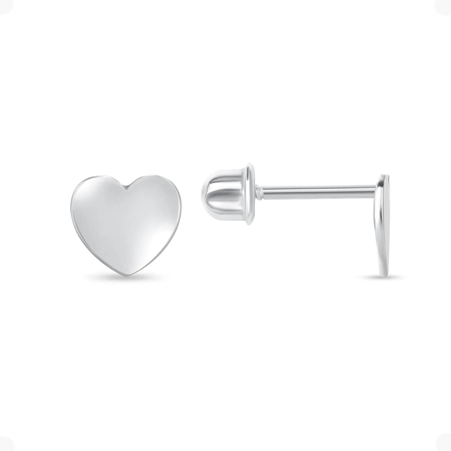 EVAYA 14K Gold Minimalist Heart Screw Back Stud Earrings for Women