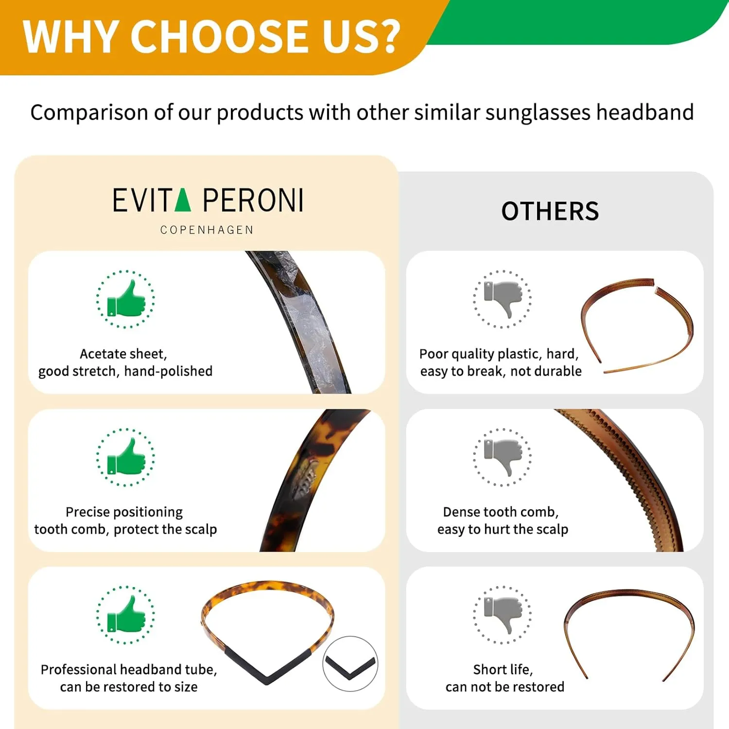 EVITA PERONI Hair Band for Eyewear: No Pressure, No Headache, Comfortable Thin Non-Slip Headbands for Women's Hair-White