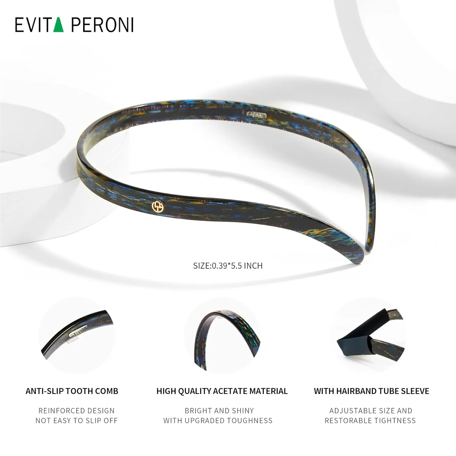 EVITA PERONI Hair Band for Eyewear: No Pressure, No Headache, Comfortable Thin Non-Slip Headbands for Women's Hair-White