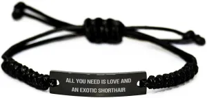 Exotic Shorthair Cat Lover Gift Birthday Rope Necklace Adjustable Adjustable Cord Jewelry Reminder Love Quote