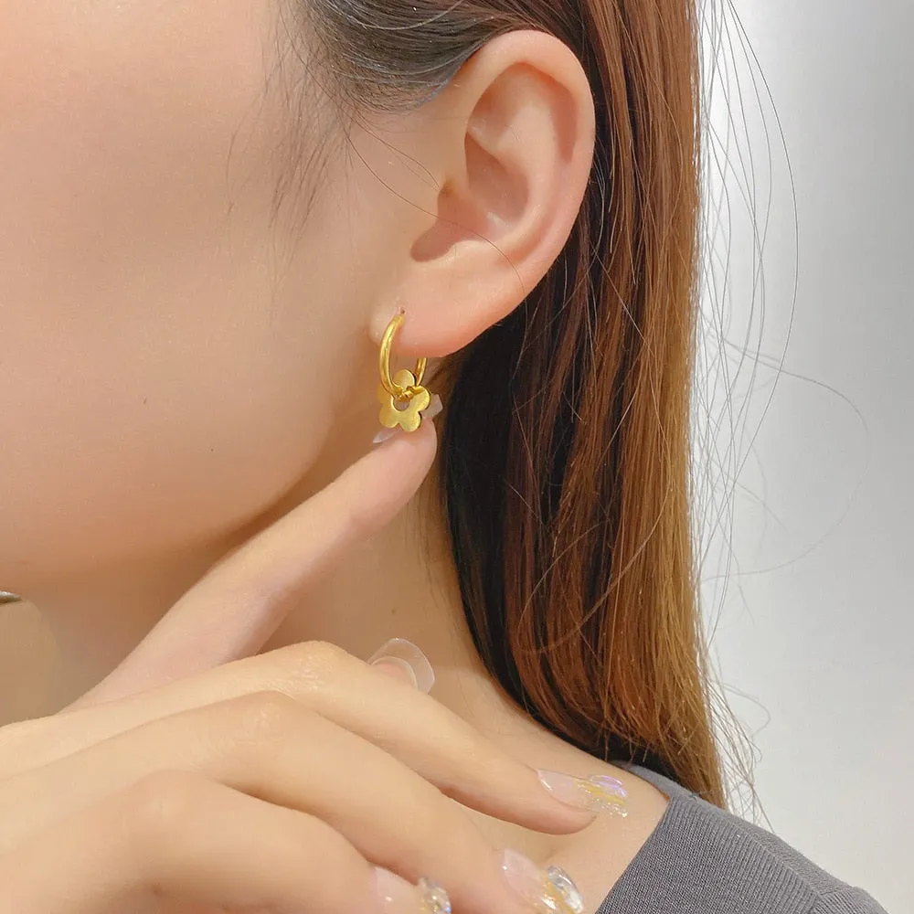 Exquisite fashionable Flower Hoop Earrings for Women Girls