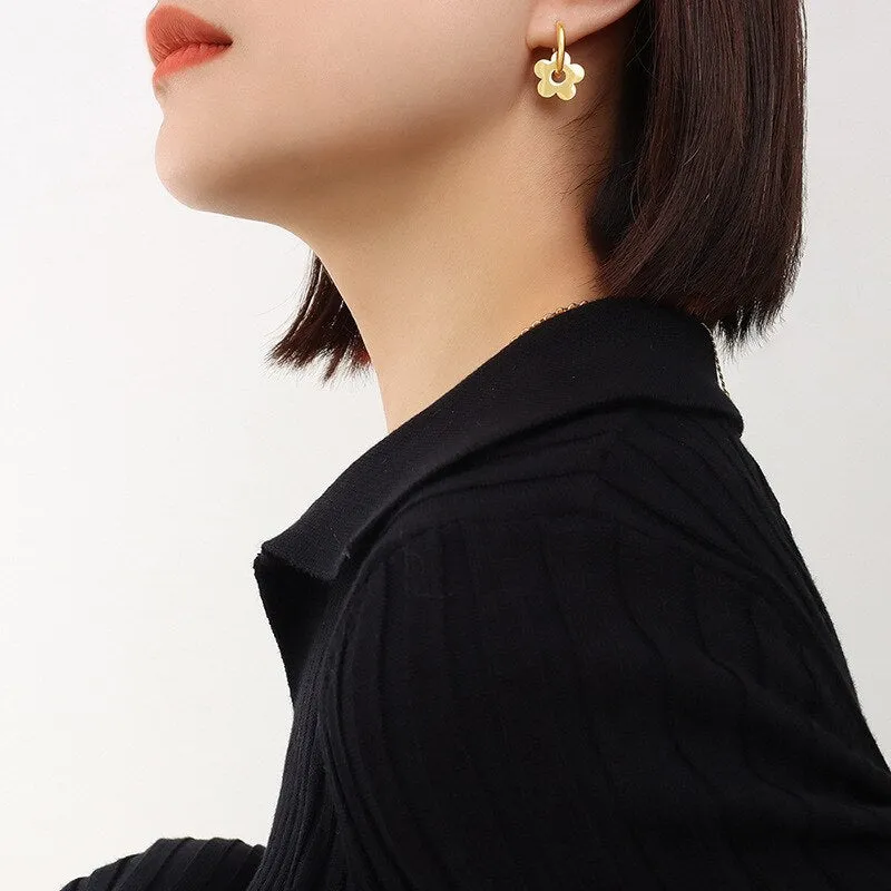 Exquisite fashionable Flower Hoop Earrings for Women Girls
