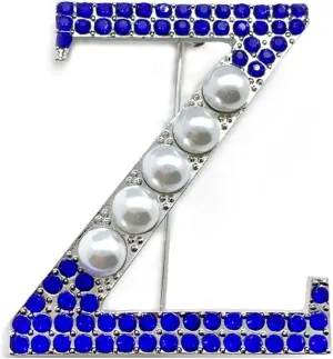 Exquisite imitation pearl Z letter label metal brooch ZETA PHI ZPB sorority society symbol jewelry pin
