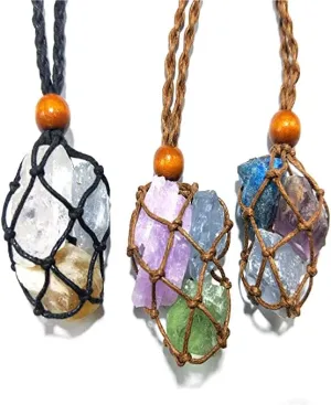 Extra Large Design Adjustable Necklace Cord Empty Stone Holder, Necklace for crystal, Quartz Raw Stone Necklace Cord, adjustable cage cord