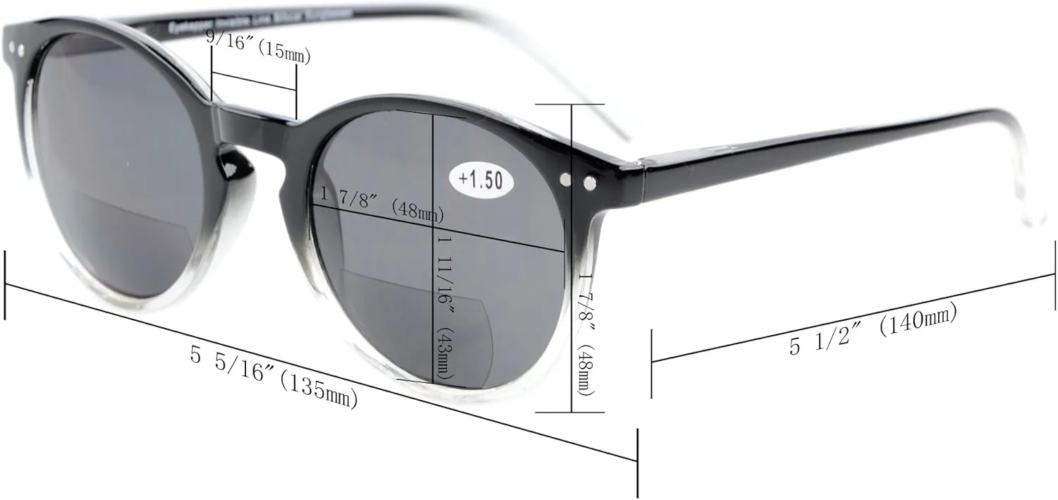 Eyekepper Key Hole Style Spring-Hinged Round Bifocal Sunglasses Reading under the Sun Tinted Lens Readers
