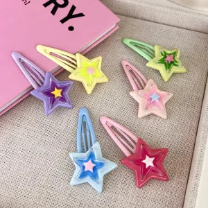 Fairy Kei Sweet Star Hair Clips - Colorful and Cute Hair Decoration Accessories