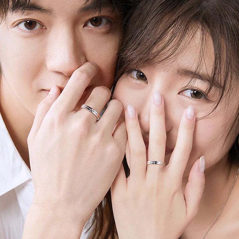 FANCIME "Starlit Melody" Couples Promise Sterling Silver Star Matching Rings