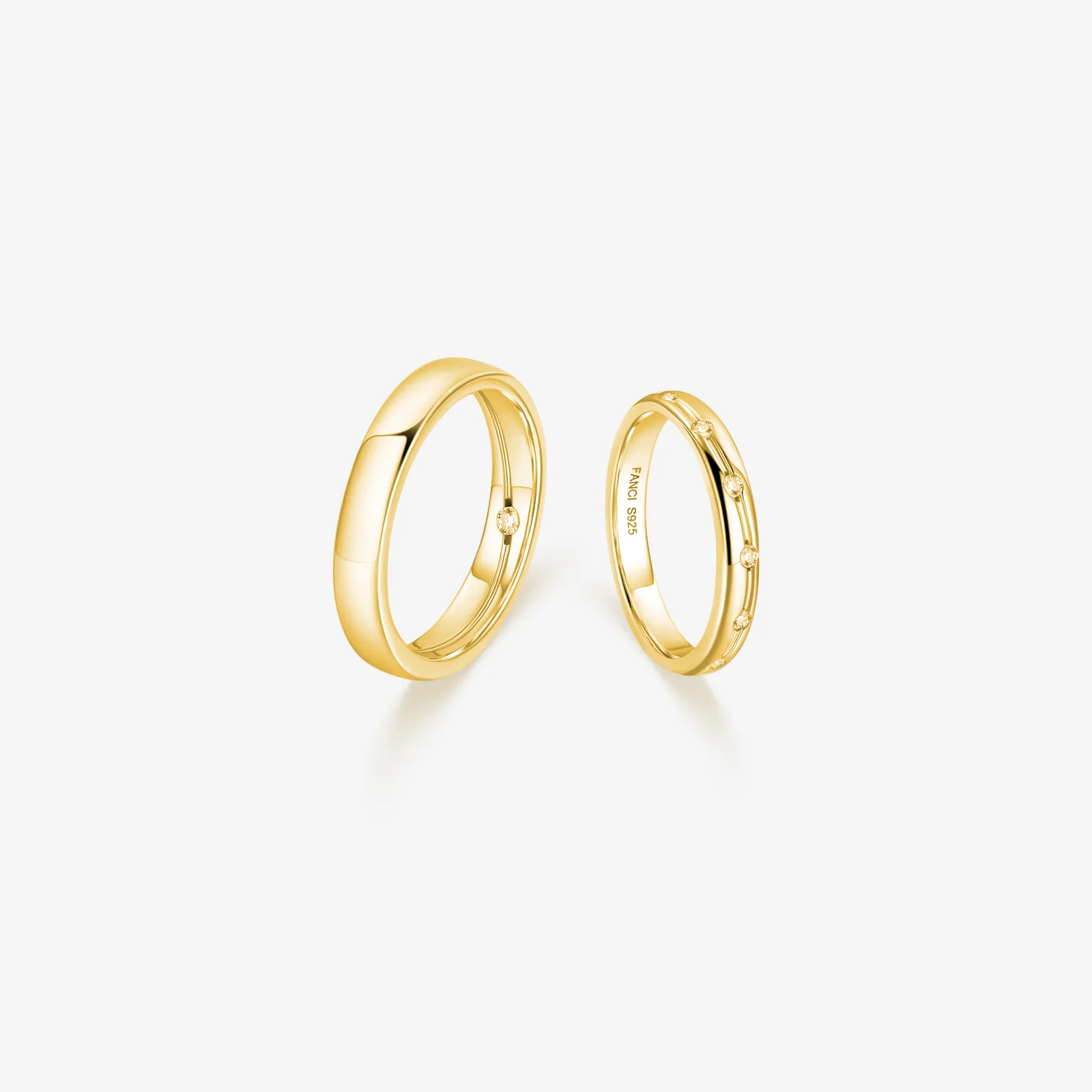 FANCIME "Time Flow" Wedding Bands Couples Sterling Silver Rings