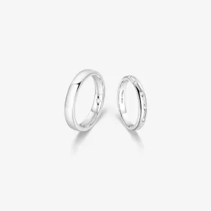 FANCIME "Time Flow" Wedding Bands Couples Sterling Silver Rings