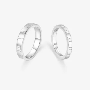 FANCIME "Time Together" Couples Promise Sterling Silver Rings