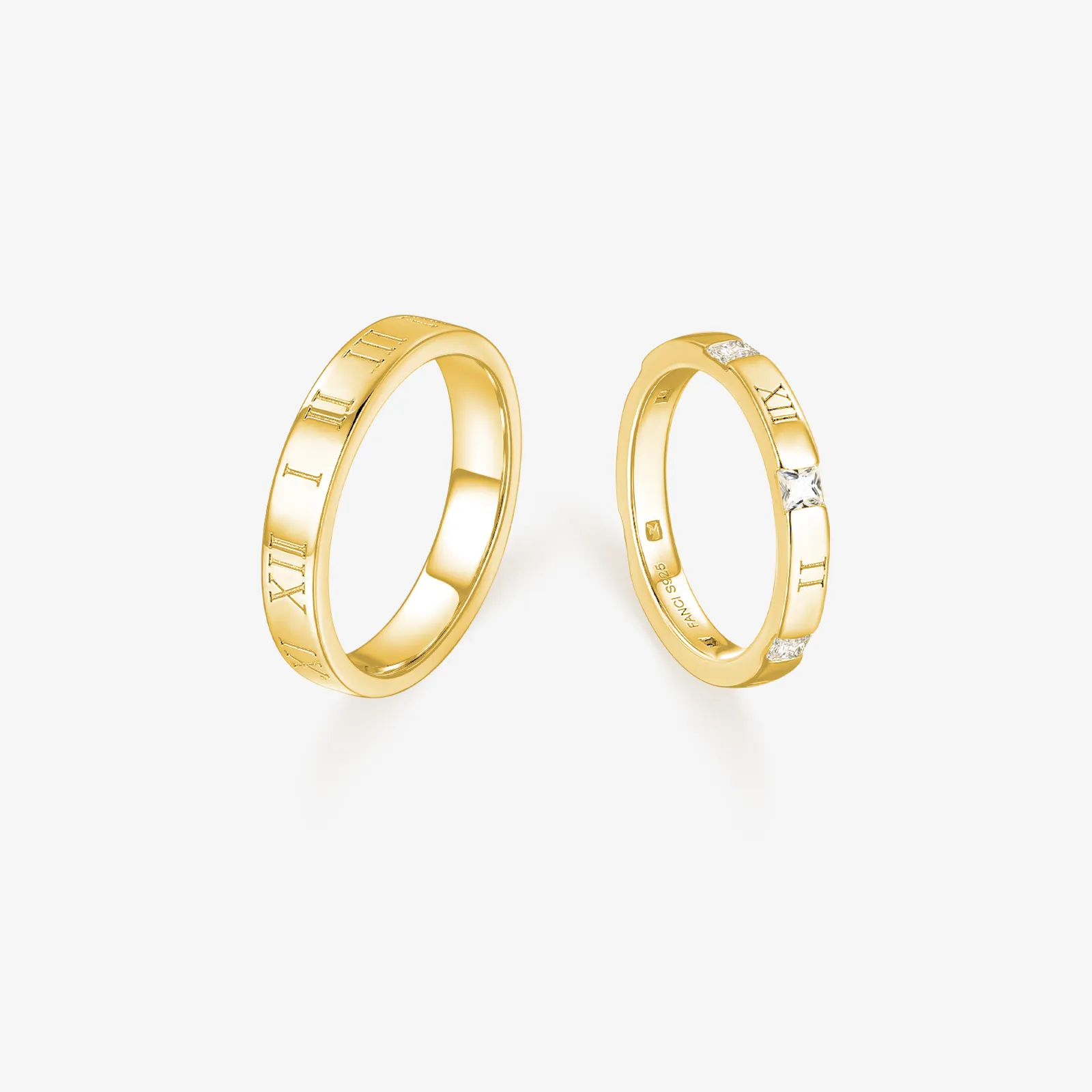FANCIME "Time Together" Couples Promise Sterling Silver Rings